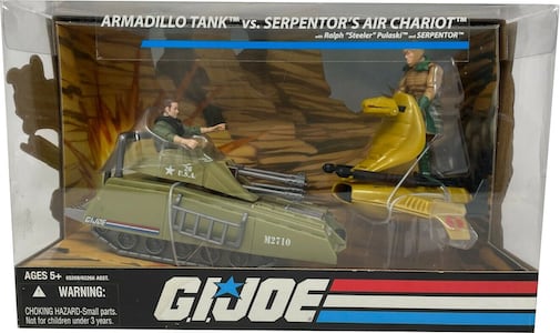 G.I. Joe 25th Anniversary Armadillo Tank vs Serpentor's Air Chariot