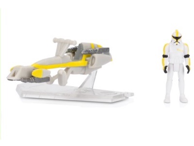 Star Wars Micro Galaxy Squadron BARC Speeder (Yellow) with Clone Trooper Commander