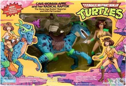 Teenage Mutant Ninja Turtles Playmates Cave-Woman April and her Radical Raptor